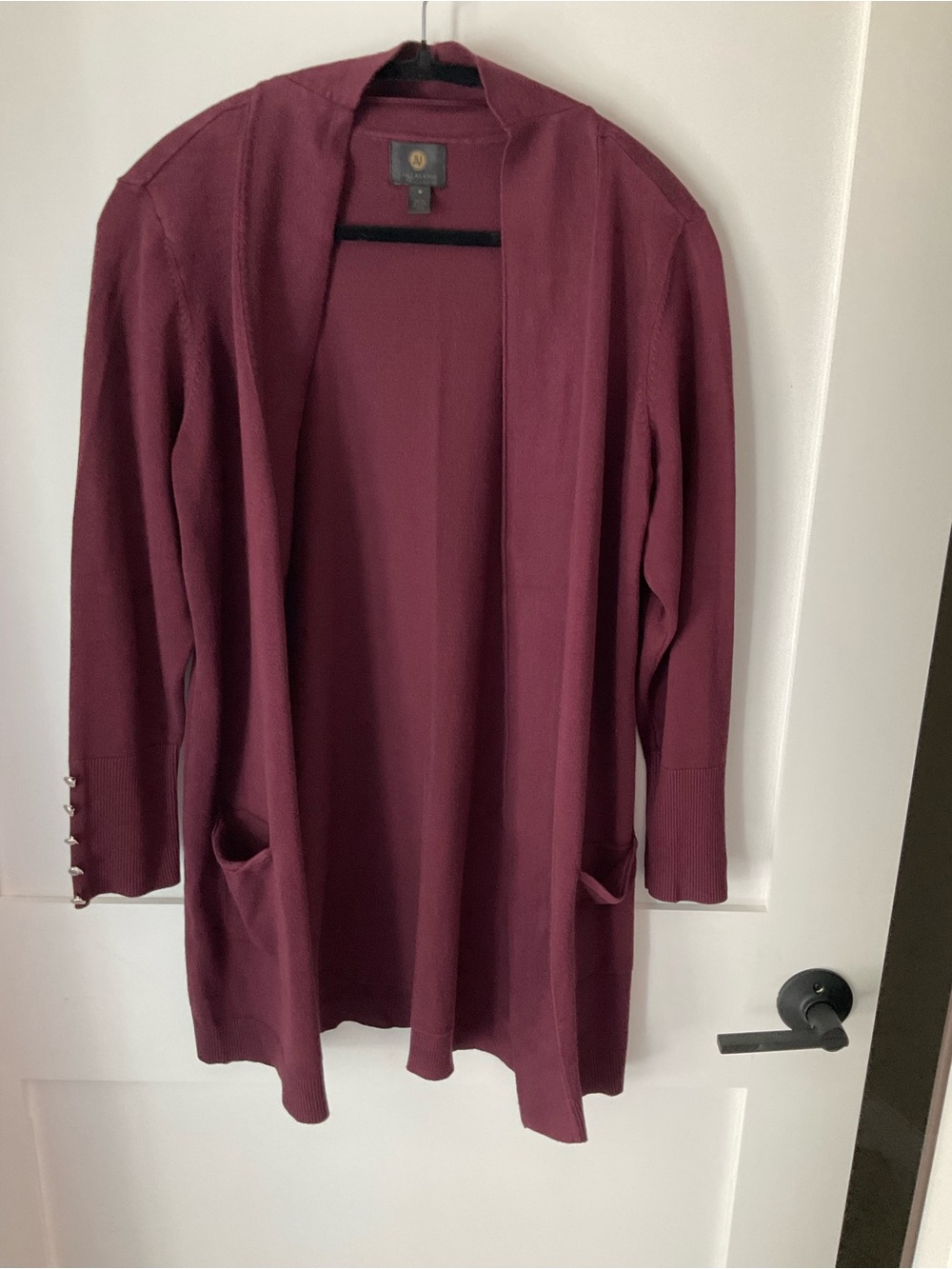 JM Collection Open-Front Long Cardigan Sweater - Burgundy